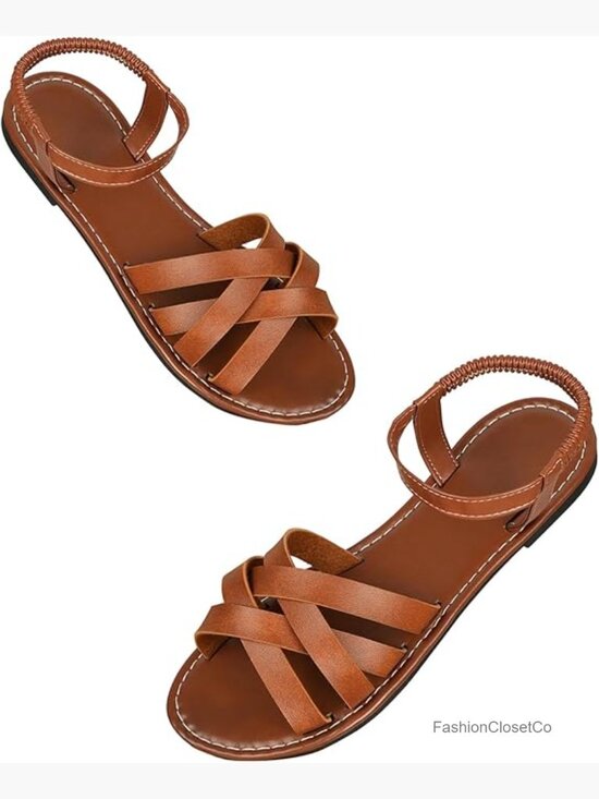 Shoes - Flat Gladiator Sandals Criss Cross Strapy Dressy Open Toe Slides